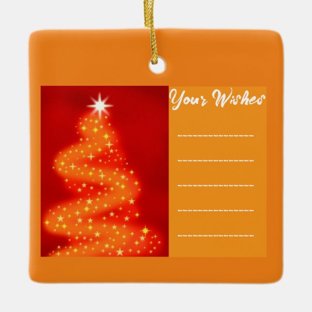 Lägg till din önskan Red och guld Julgran Julgransprydnad Keramik (Framsida)