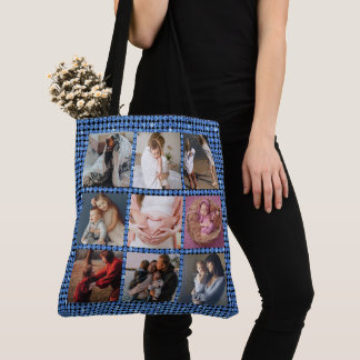 LÄGG TILL DIN PHOTOS Mors dag blue glitter Tygkasse