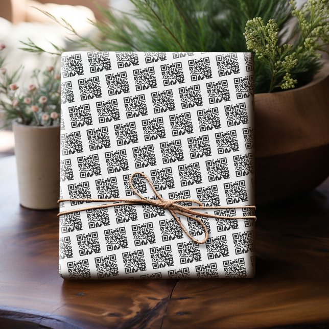Lägg till din QR-kod eller logotyp - Företag Minim Presentpapper (Custom Wrapping Paper with Your QR Code or Logo - Add Your Logo for a fun personalized gift paper!)