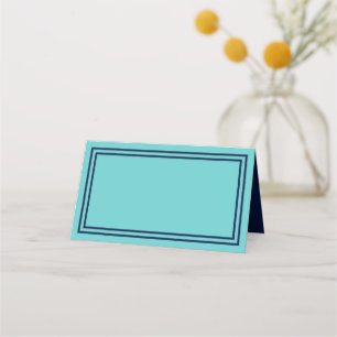 Lägg till din text Aqua Teal med marinblå Gräns Placeringskort