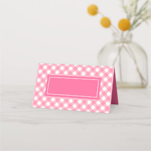 Lägg till din Text Baby Rosa Gingham Mönster Placeringskort