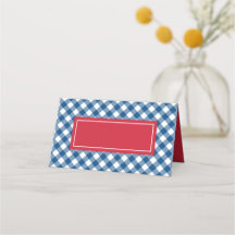 Lägg till din Text Blue Gingham Mönster med Red