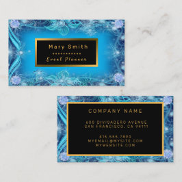 Lägg till din text i den moderna Guld-blå diamante Visitkort