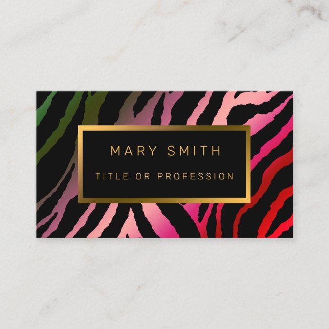 Lägg till din text i modern färgad tiger i lyxen visitkort (Framsida)