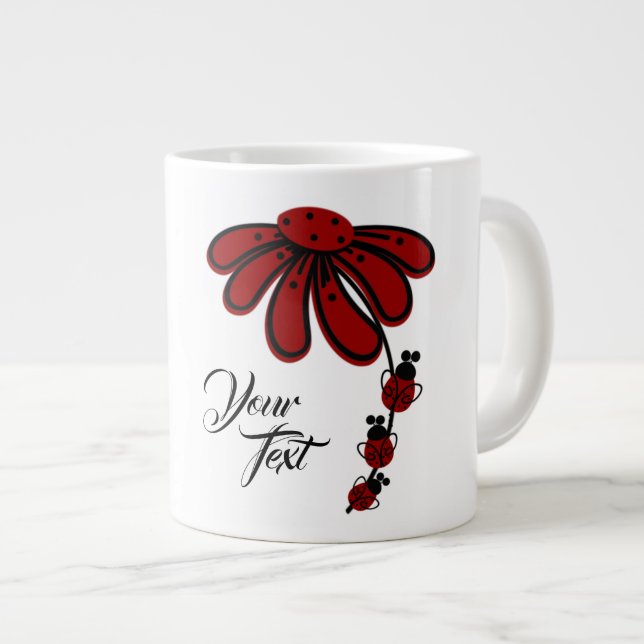 Lägg till din text Ladybug Gift Jumbo Mugg (Framsida höger)