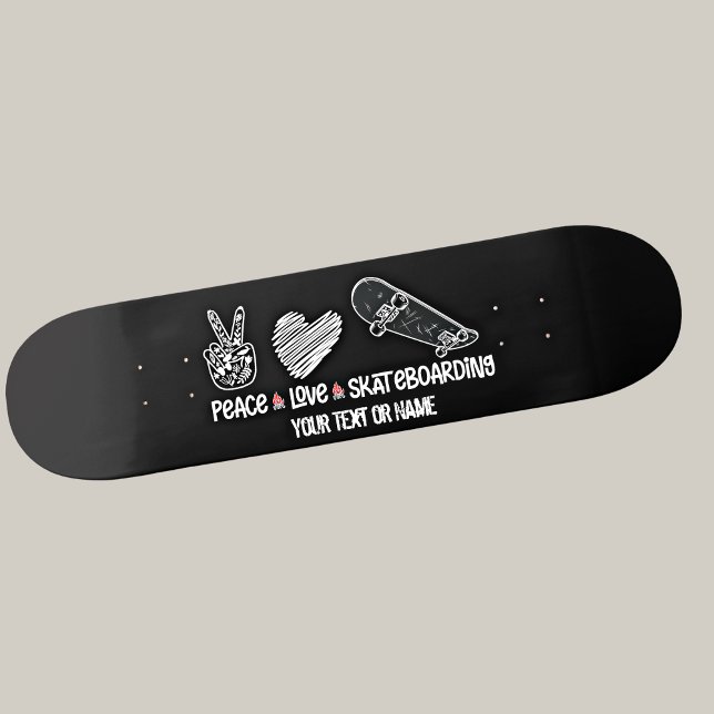 Lägg till din text Namn, fredskateboarding i Kärle Mini Skateboard Bräda 18,5 Cm (Skapare uppladdad)