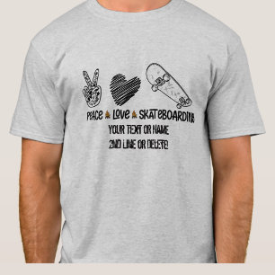 Lägg till din text Namn, fredskateboarding i Kärle T Shirt