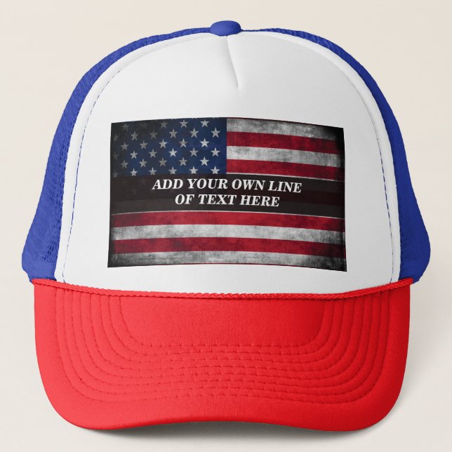 Lägg till din text på amerikansk flagga  keps (Framsida)