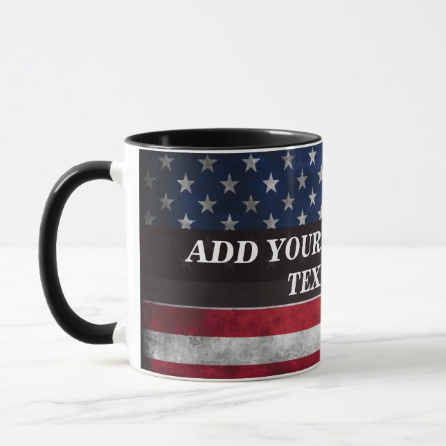 Lägg till din text på amerikansk flagga  mugg (Vänster)