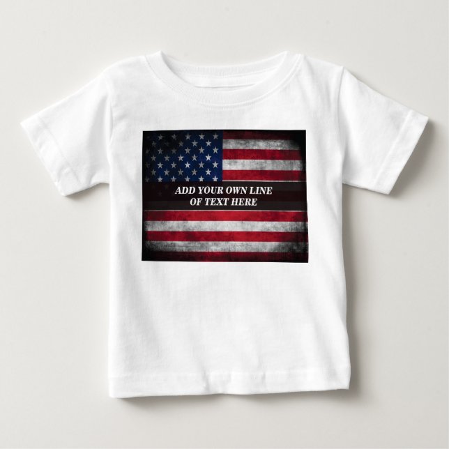 Lägg till din text på amerikansk flagga t shirt (Framsida)