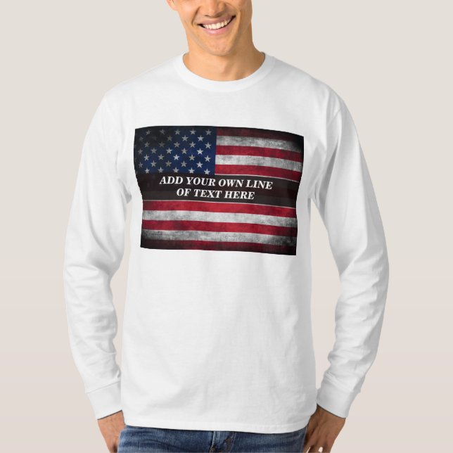 Lägg till din text på amerikansk flagga t shirt (Framsida)