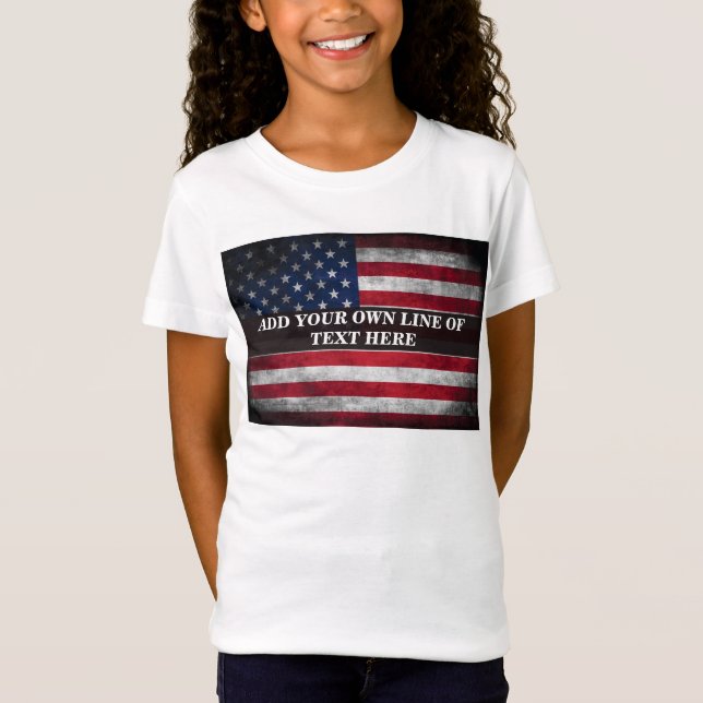 Lägg till din text på amerikansk flagga t shirt (Framsida)
