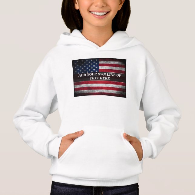 Lägg till din text på amerikansk flagga t shirt (Framsida)