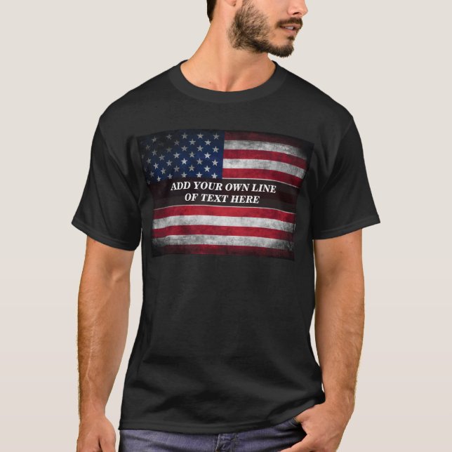 Lägg till din text på amerikansk flagga t shirt (Framsida)