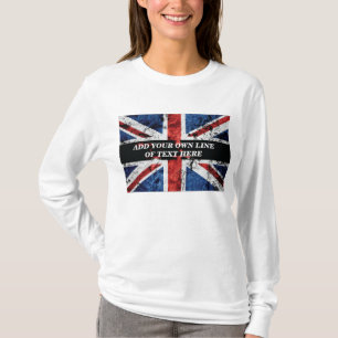 Lägg till din text på engelska flagga Dekorativ ku T Shirt