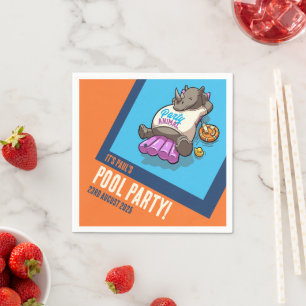 Lägg till din Text Party Animal Rhino Bassäng Teck Pappersservett