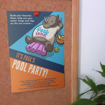 Lägg till din text Party djur Noshörning Pool Teck