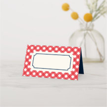 Lägg till din text Red Gingham med Blue Gräns