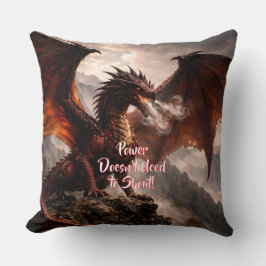 Lägg till din text - Rödvingad elddrake med rök Kudde