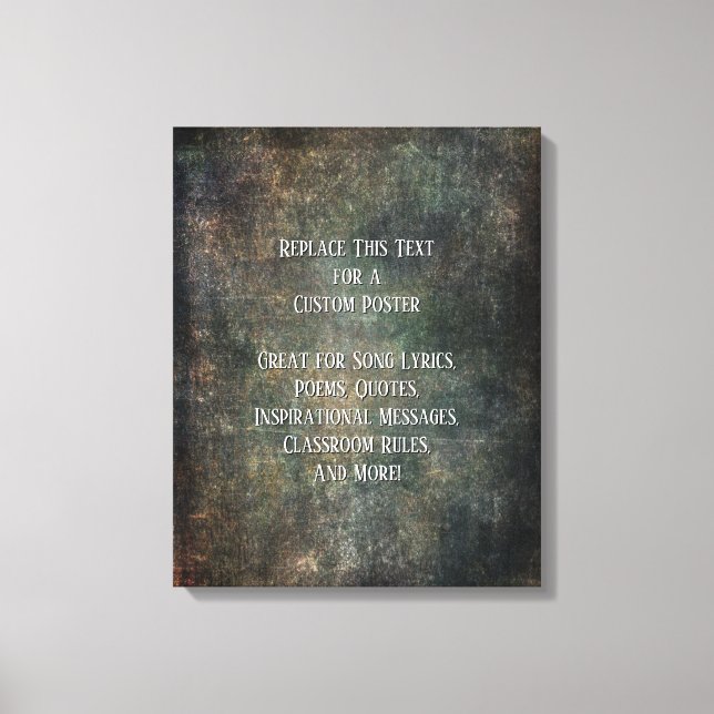 Lägg till din textcitat varma mörka grunge-texture canvastryck (Framsida)