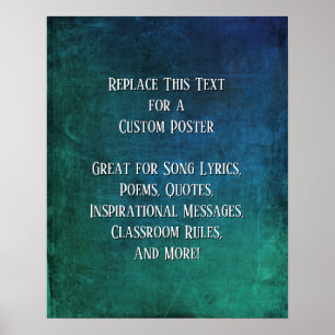 Lägg till din textcitattrunda Texturerad blå Grönt Poster