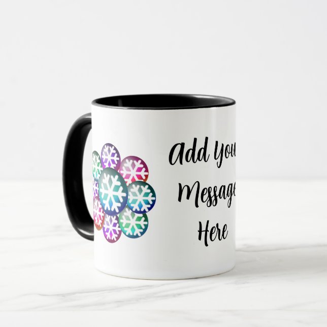 Lägg till dina meddelandesnöflingor kaffemugg (Framsida vänster)