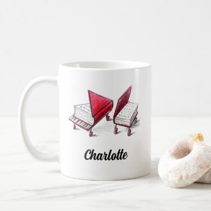 Lägg till dina namn Artistic Piano Bok Sketches Kaffemugg