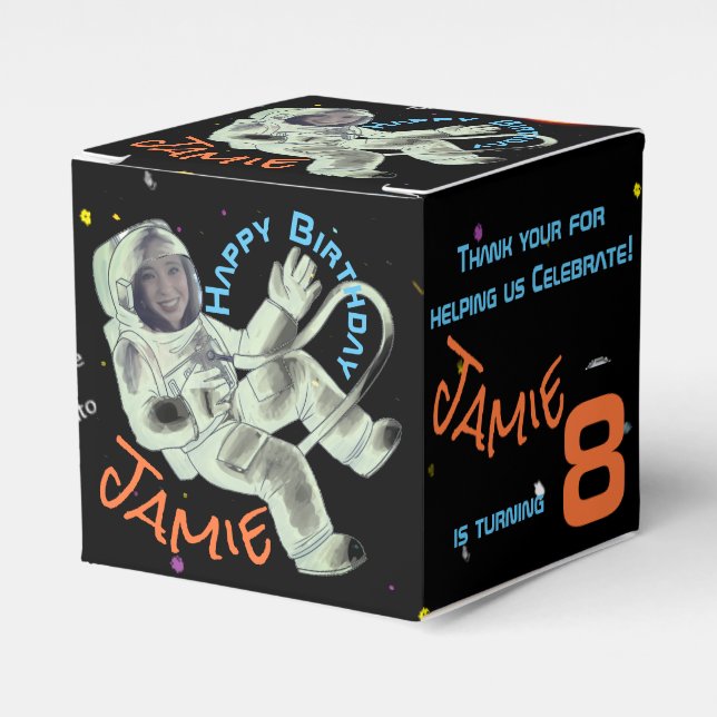 Lägg till ditt ansiktsfoto Astronaut presentbox fö Presentaskar (Framsidan Sidan)