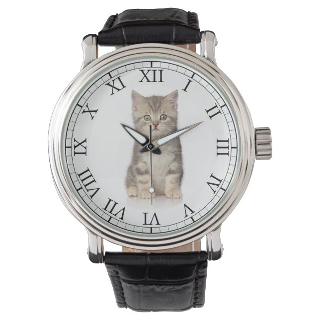 Lägg till ditt barns foto Cute Kitten Bild Armbandsur (Framsida)