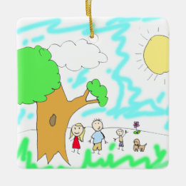 Lägg till ditt barns konst till denna jul julgransprydnad keramik