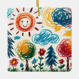 Lägg till ditt barns konst till denna jul julgransprydnad keramik