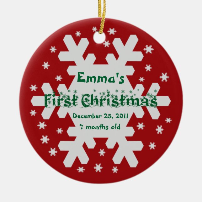Lägg till ditt barns Namn-Baby 1st-julpryden Julgransprydnad Keramik (Framsidan)