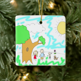 Lägg till ditt barns teckning till detta julgransprydnad keramik