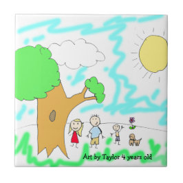 Lägg till ditt barns teckning till detta kakelplatta