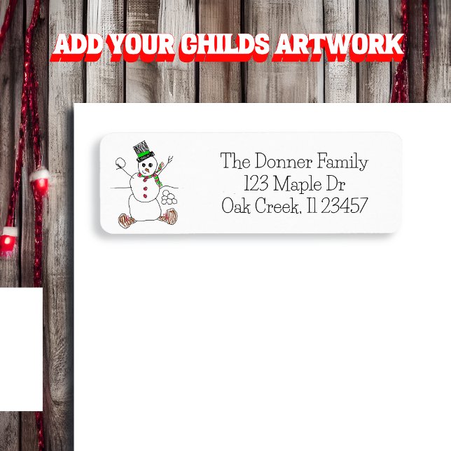 Lägg till ditt barns teckning till detta returadress etikett (Skapare uppladdad)