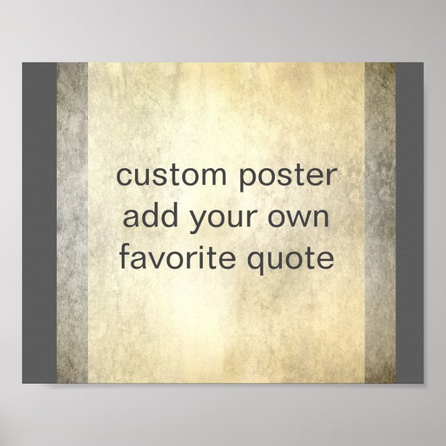 lägg till ditt eget citat fet rand grått och tan poster (Framsidan)