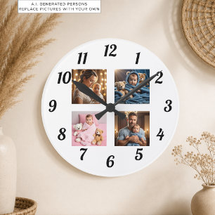 Lägg till ditt eget familjefoto rund klocka