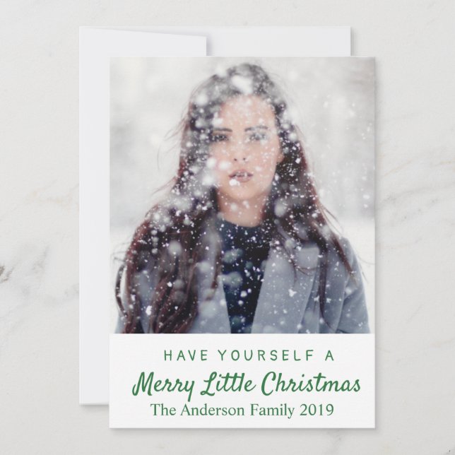 Lägg till ditt eget foto i lilla jultomten julkort (Framsida)