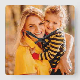 Lägg till ditt eget foto | Mall Fyrkantig Klocka