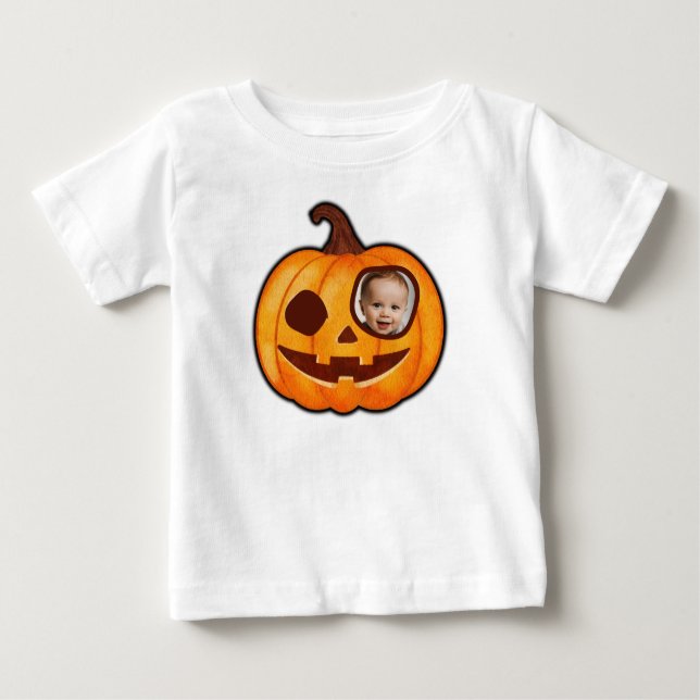Lägg till ditt eget foto med jack o lantern-pumpmo t shirt (Framsida)