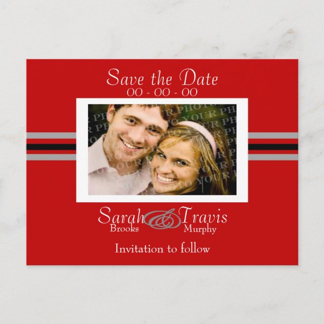 Lägg till ditt eget foto - Rött Meddelande Vykort (Framsida)