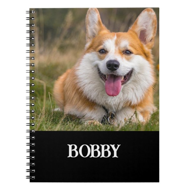 Lägg till ditt eget hund-foto och namn anteckningsbok (Framsidan)