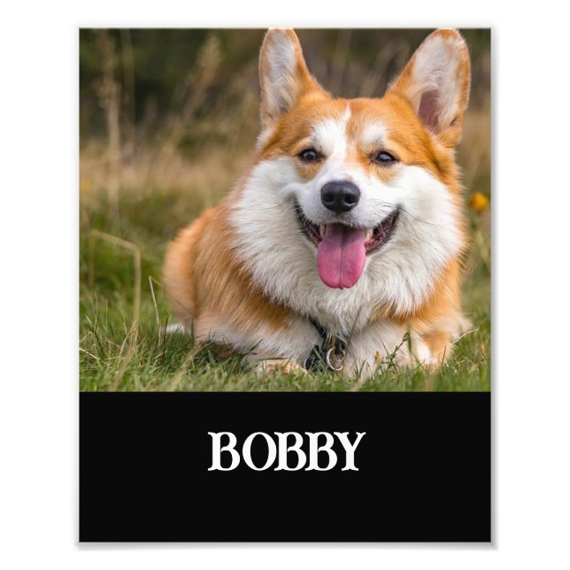 Lägg till ditt eget hund-foto och namn fototryck (Framsidan)