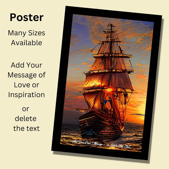 Lägg till ditt eget meddelande Brown Pirat Sailing Poster (Skapare uppladdad)