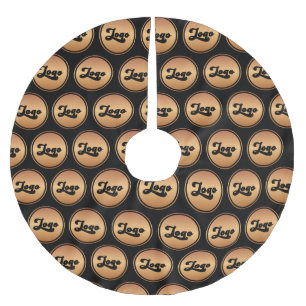 Lägg till ditt företag Anpassningsbar Guld Logotyp Julgransmatta Borstad Polyester