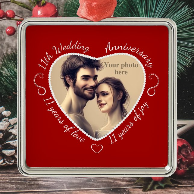 Lägg till ditt foto 11 år av Giftermål Julgransprydnad Metall (Skapare uppladdad)