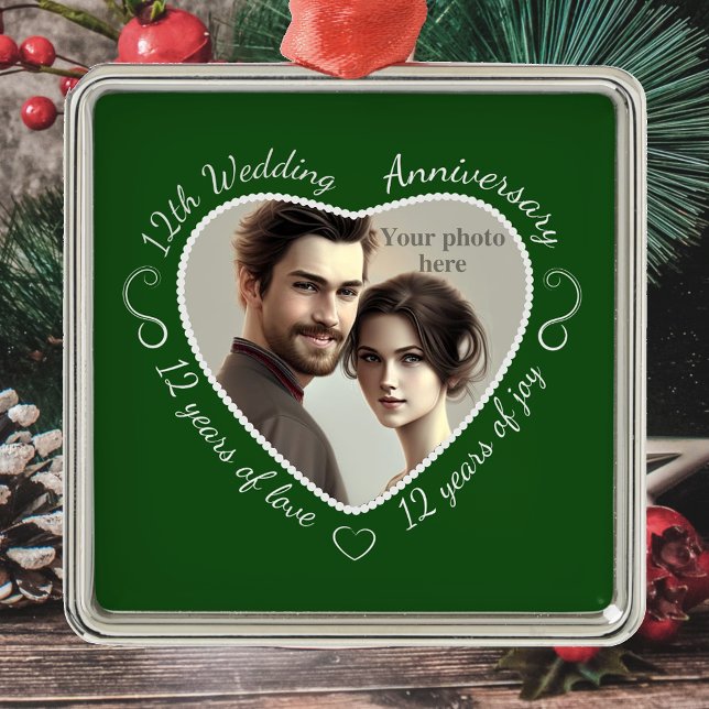 Lägg till ditt foto 12 år av Giftermål Julgransprydnad Metall (Skapare uppladdad)