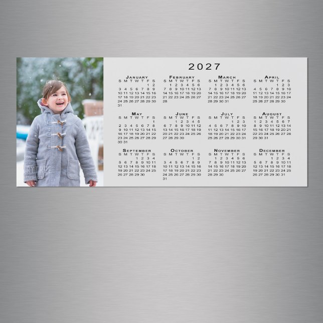 Lägg till ditt foto 2027 Kalender Grå Magnet (Add Your Photo 2027 Calendar Gray Magnet in situ)