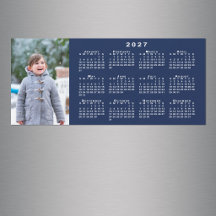 Lägg till ditt foto 2027 Kalender Navy Blue Magnet