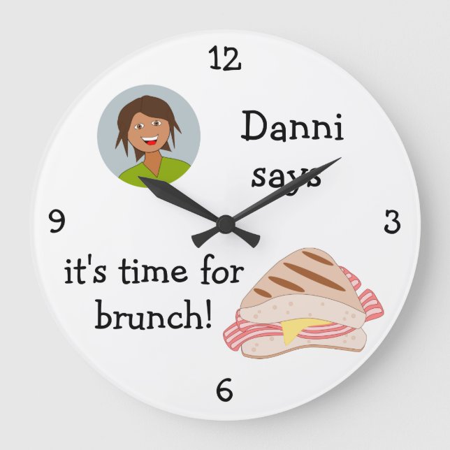 Lägg till ditt foto: "Dags för Brunch" Stor Klocka (Framsida)